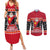 Custom Papua New Guinea Christmas Couples Matching Summer Maxi Dress and Long Sleeve Button Shirts Santa With Flag Of PNG Polynesian Tribal Xmas Vibe LT03 Red - Polynesian Pride