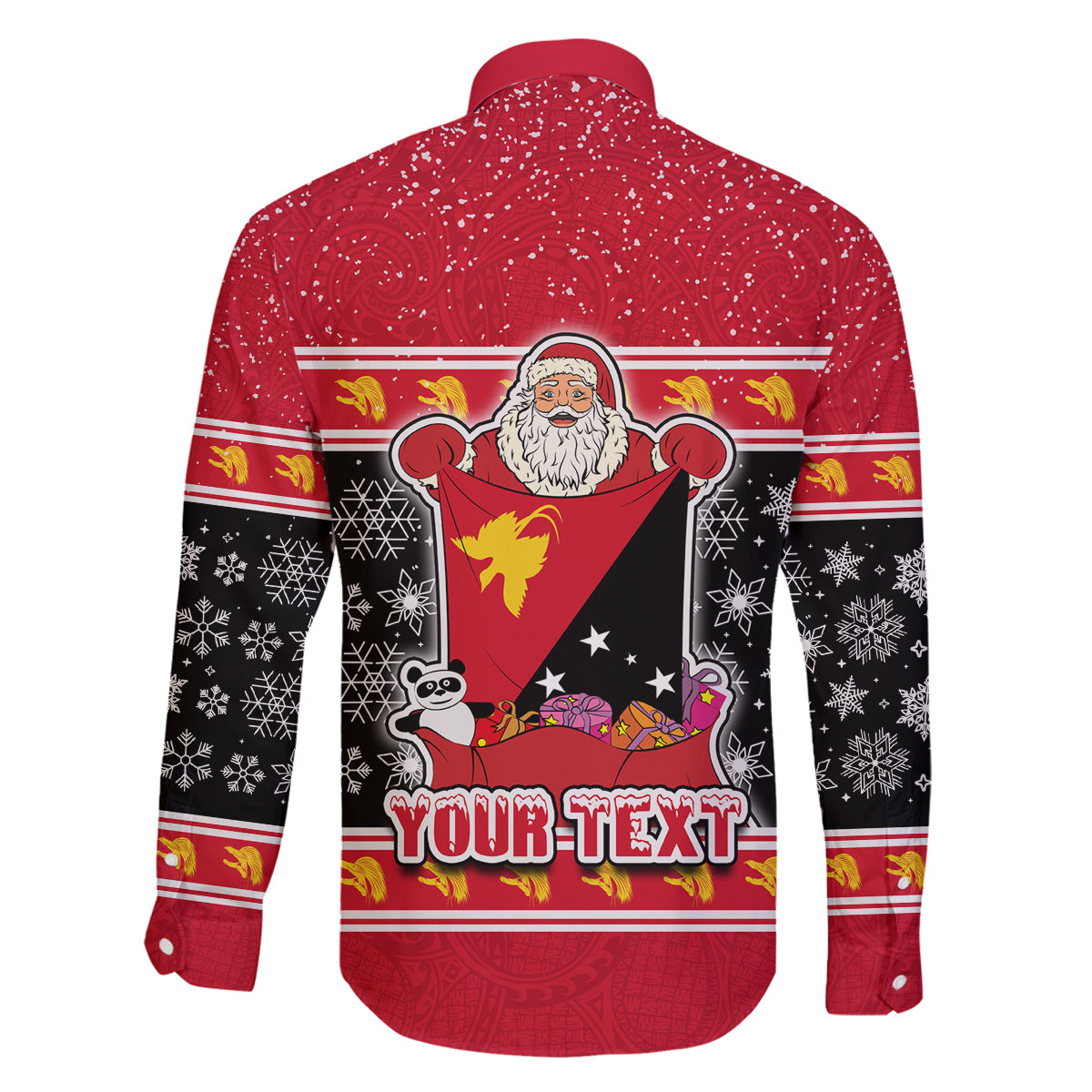 Custom Papua New Guinea Christmas Family Matching Tank Maxi Dress and Hawaiian Shirt Santa With Flag Of PNG Polynesian Tribal Xmas Vibe LT03 - Polynesian Pride