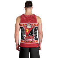 Custom Papua New Guinea Christmas Men Tank Top Santa With Flag Of PNG Polynesian Tribal Xmas Vibe LT03 - Polynesian Pride