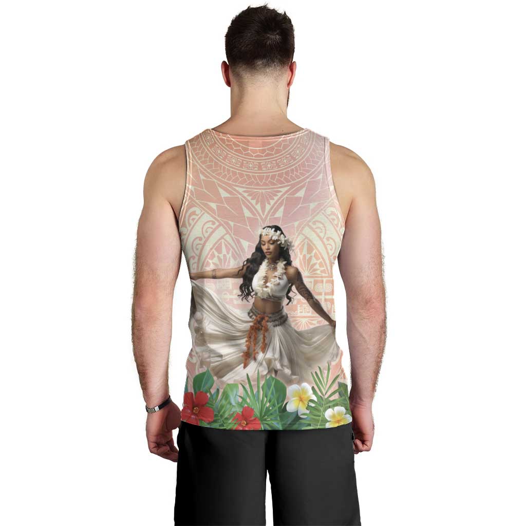 Woman Polynesian Tattoos Men Tank Top Tropical Flower - Peach Fuzz Color