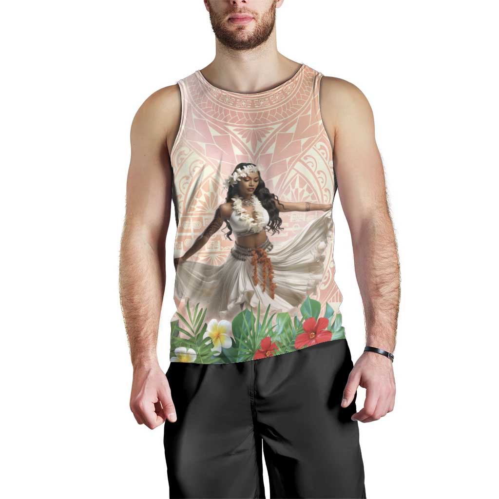 Woman Polynesian Tattoos Men Tank Top Tropical Flower - Peach Fuzz Color