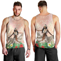 Woman Polynesian Tattoos Men Tank Top Tropical Flower - Peach Fuzz Color
