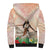 Woman Polynesian Tattoos Sherpa Hoodie Tropical Flower - Peach Fuzz Color