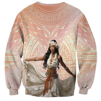 Woman Polynesian Tattoos Sweatshirt Tropical Flower - Peach Fuzz Color LT03 - Polynesian Pride