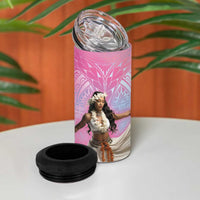 Woman Polynesian Tattoos 4 in 1 Can Cooler Tumbler Tropical Flower - Sweets Vibrant Color