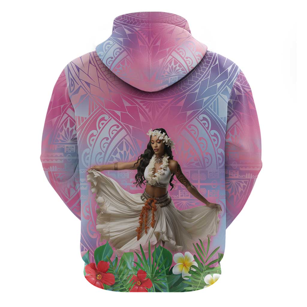 Woman Polynesian Tattoos Hoodie Tropical Flower - Sweets Vibrant Color
