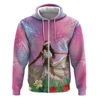 Woman Polynesian Tattoos Hoodie Tropical Flower - Sweets Vibrant Color