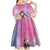 Woman Polynesian Tattoos Kid Short Sleeve Dress Tropical Flower - Sweets Vibrant Color