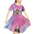 Woman Polynesian Tattoos Kid Short Sleeve Dress Tropical Flower - Sweets Vibrant Color