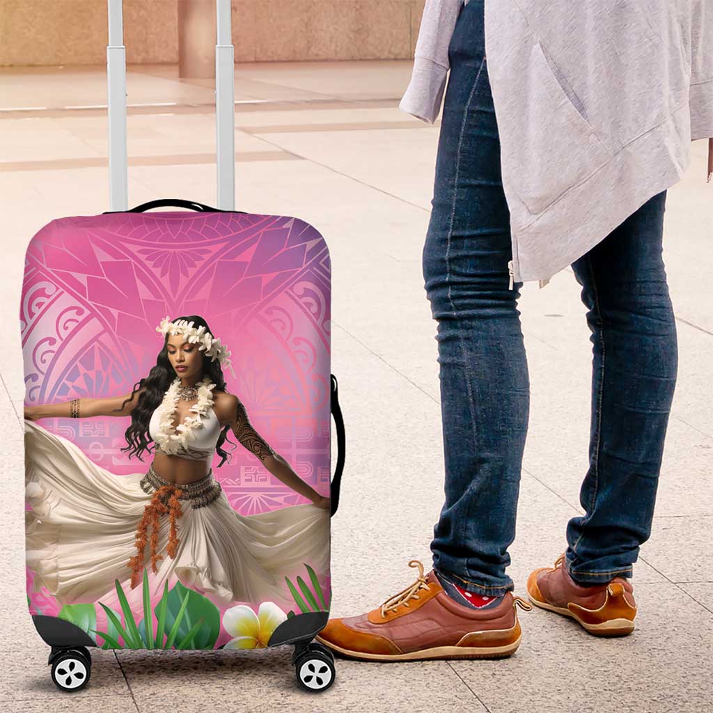 Woman Polynesian Tattoos Luggage Cover Tropical Flower - Sweets Vibrant Color LT03 Vibrant Gradient - Polynesian Pride