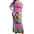 Woman Polynesian Tattoos Off Shoulder Maxi Dress Tropical Flower - Sweets Vibrant Color