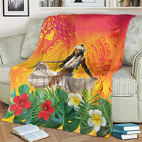 Woman Polynesian Tattoos Blanket Tropical Flower - Vibrant Hot Color LT03 - Polynesian Pride
