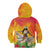 Woman Polynesian Tattoos Kid Hoodie Tropical Flower - Vibrant Hot Color