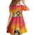 Woman Polynesian Tattoos Kid Short Sleeve Dress Tropical Flower - Vibrant Hot Color