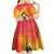 Woman Polynesian Tattoos Kid Short Sleeve Dress Tropical Flower - Vibrant Hot Color