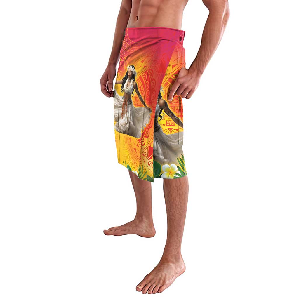 Woman Polynesian Tattoos Lavalava Tropical Flower - Vibrant Hot Color