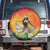 Woman Polynesian Tattoos Spare Tire Cover Tropical Flower - Vibrant Hot Color
