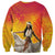 Woman Polynesian Tattoos Sweatshirt Tropical Flower - Vibrant Hot Color
