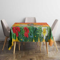 Woman Polynesian Tattoos Tablecloth Tropical Flower - Vibrant Hot Color