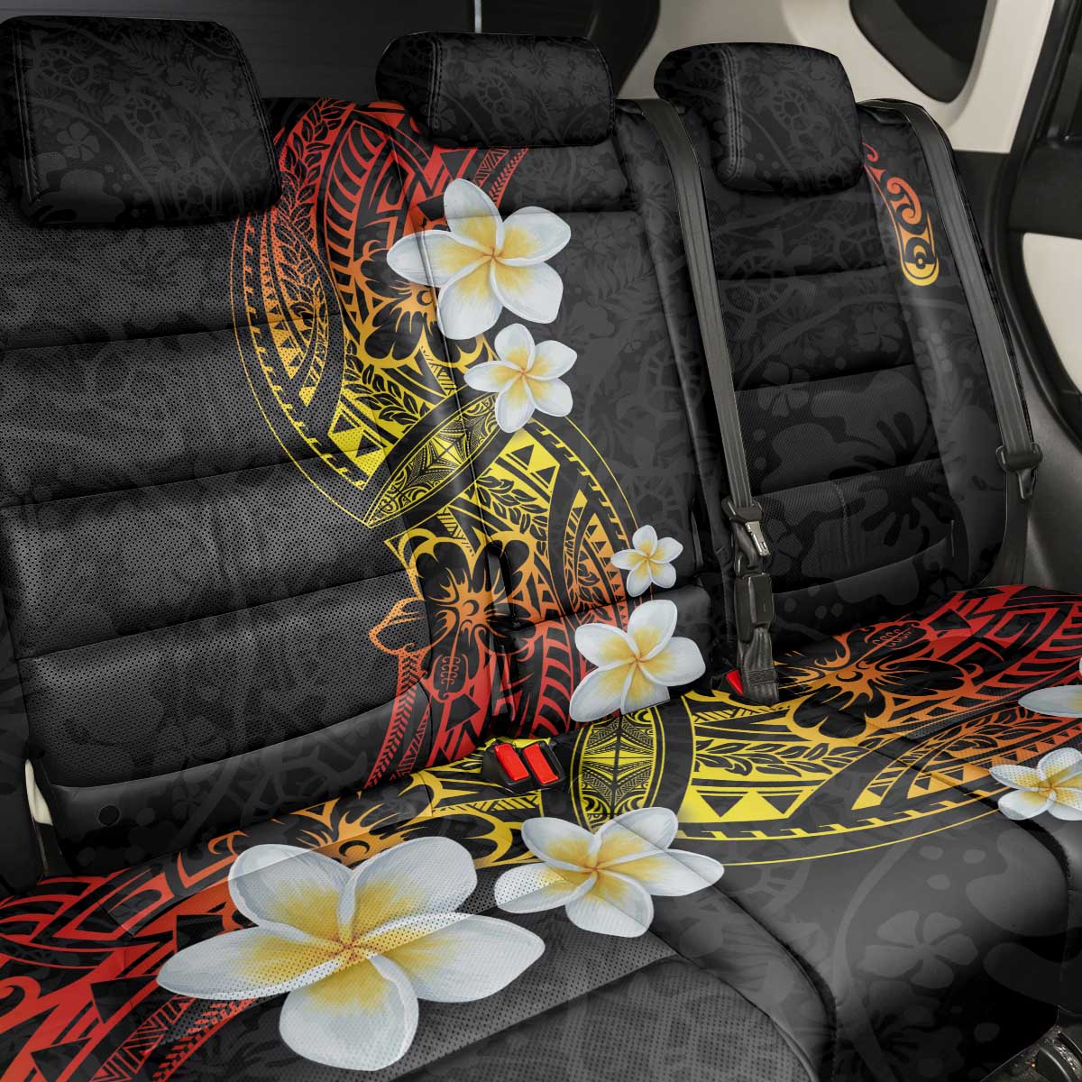 Plumeria Back Car Seat Cover Polynesian Tribal Frangipani Sunset LT03 - Polynesian Pride
