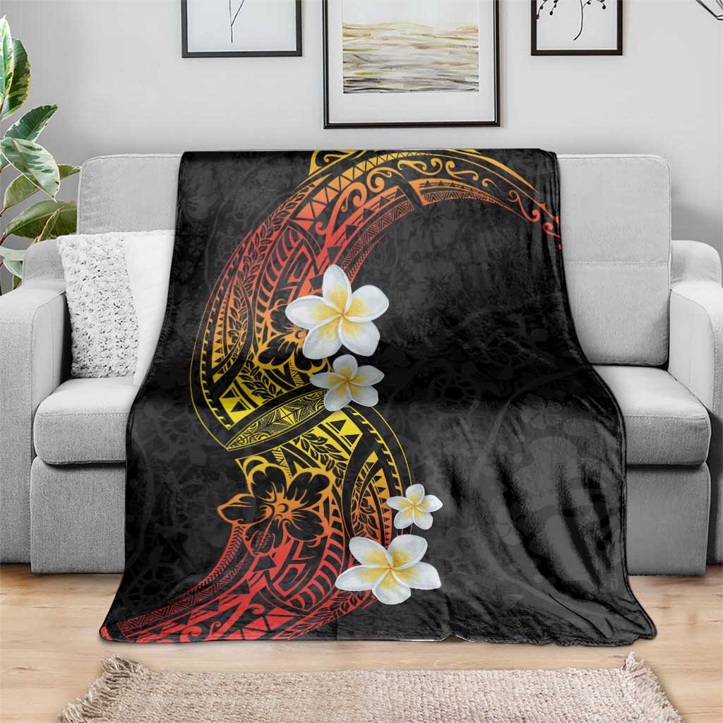 Plumeria Blanket Polynesian Tribal Frangipani Sunset LT03 - Polynesian Pride