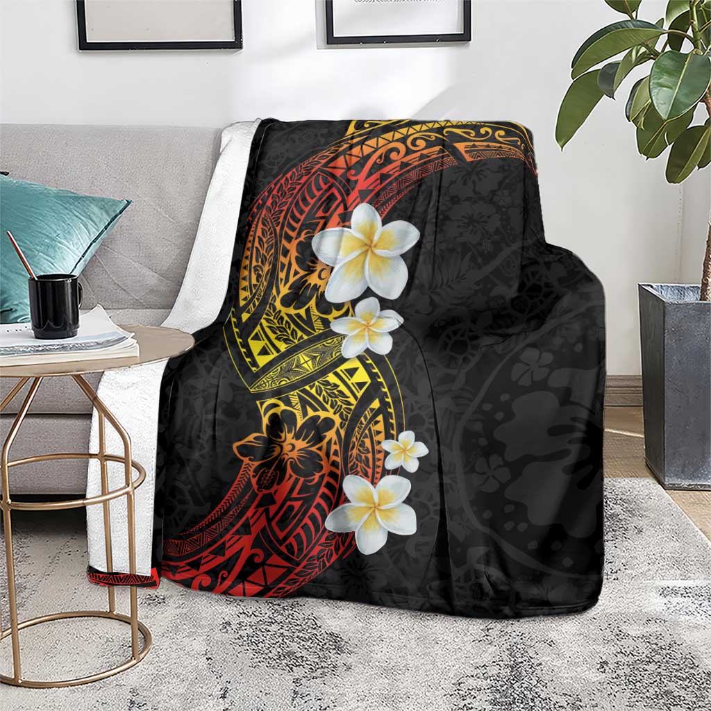 Plumeria Blanket Polynesian Tribal Frangipani Sunset LT03 - Polynesian Pride