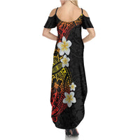 Plumeria Family Matching Summer Maxi Dress and Hawaiian Shirt Polynesian Tribal Frangipani Sunset
