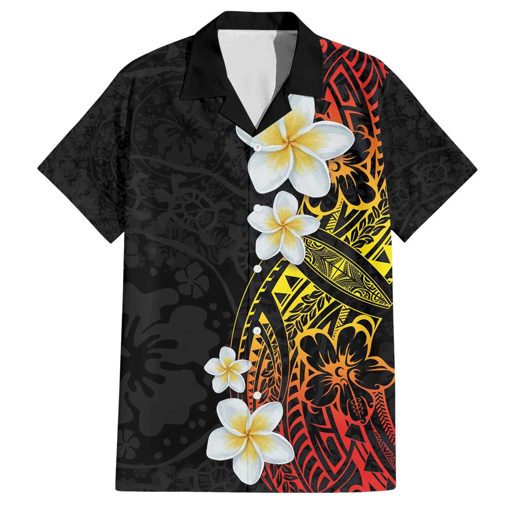 Plumeria Family Matching Tank Maxi Dress and Hawaiian Shirt Polynesian Tribal Frangipani Sunset LT03 Dad's Shirt - Short Sleeve Black - Polynesian Pride