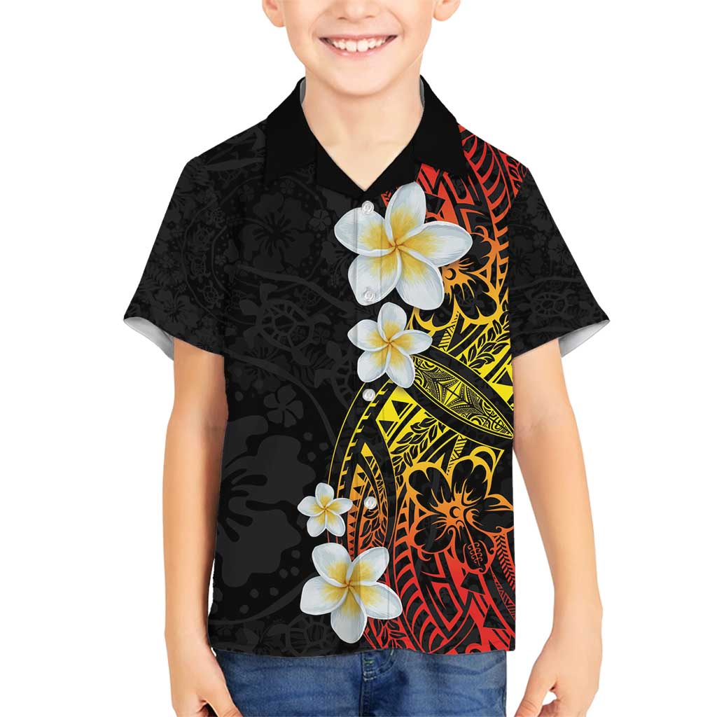 Plumeria Family Matching Tank Maxi Dress and Hawaiian Shirt Polynesian Tribal Frangipani Sunset LT03 Son's Shirt Black - Polynesian Pride