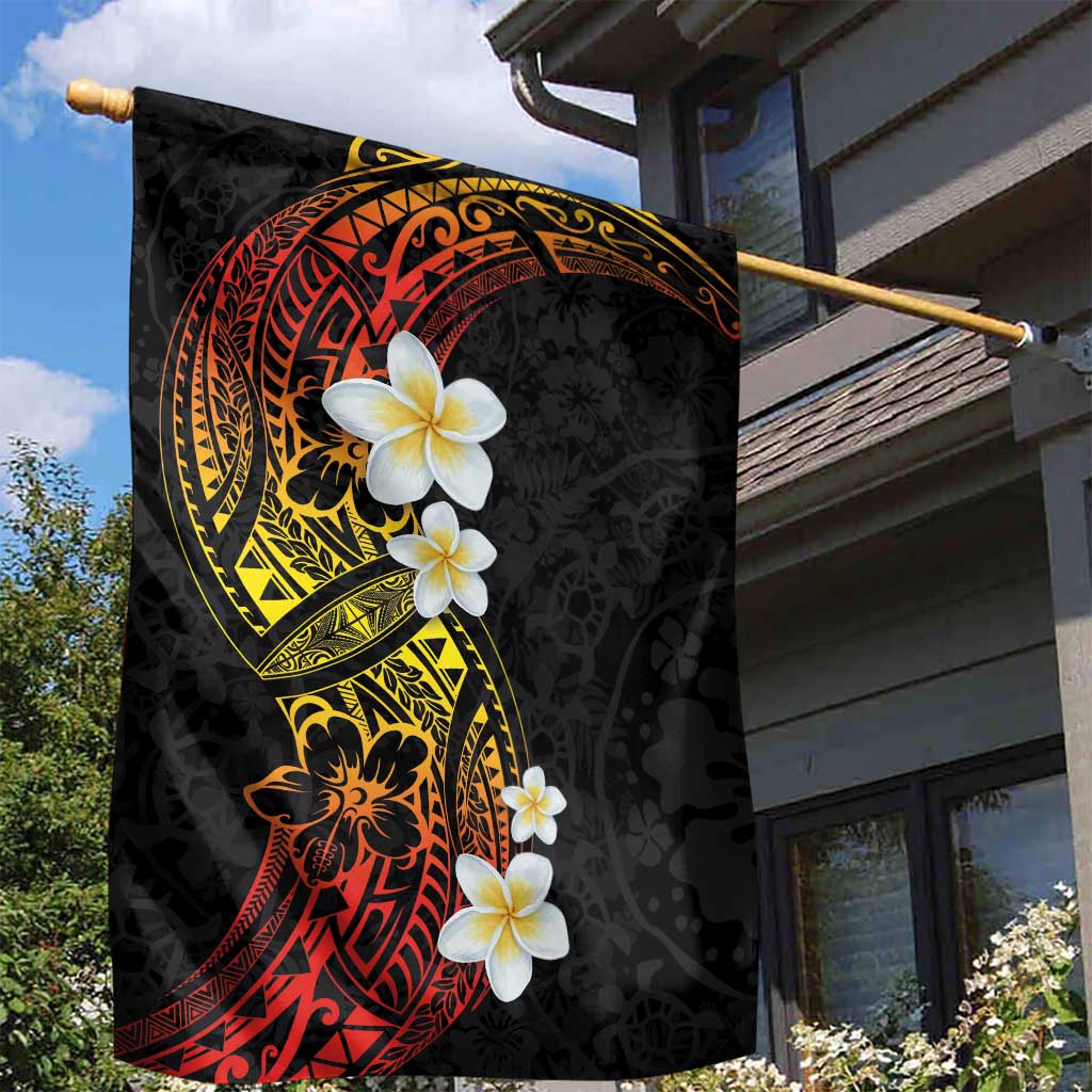 Plumeria Garden Flag Polynesian Tribal Frangipani Sunset