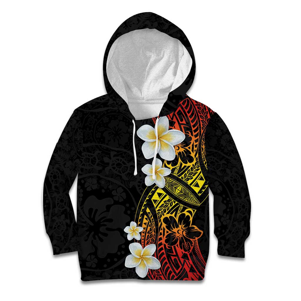 Plumeria Kid Hoodie Polynesian Tribal Frangipani Sunset LT03 Hoodie Black - Polynesian Pride