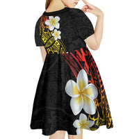 Plumeria Kid Short Sleeve Dress Polynesian Tribal Frangipani Sunset