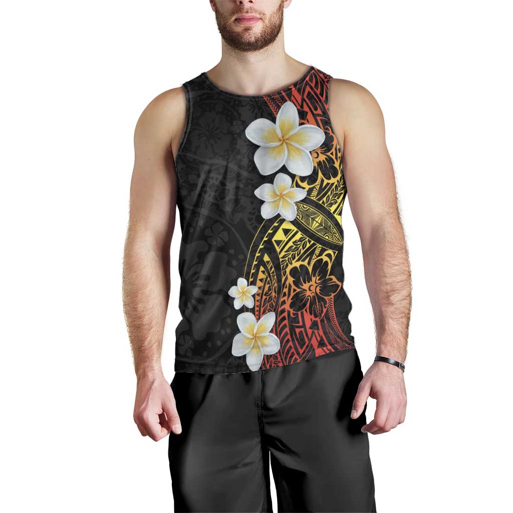 Plumeria Men Tank Top Polynesian Tribal Frangipani Sunset
