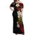 Plumeria Off Shoulder Maxi Dress Polynesian Tribal Frangipani Sunset