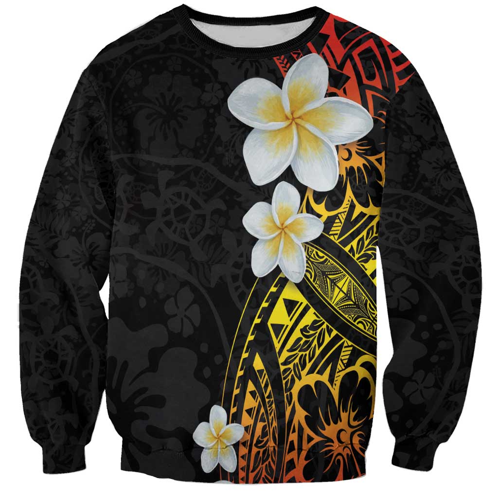 Plumeria Sweatshirt Polynesian Tribal Frangipani Sunset