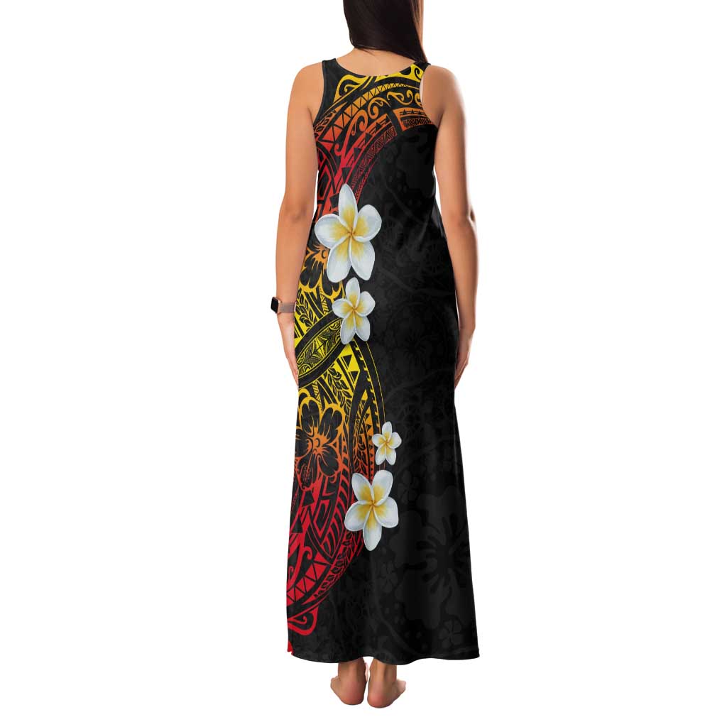 Plumeria Tank Maxi Dress Polynesian Tribal Frangipani Sunset LT03 - Polynesian Pride