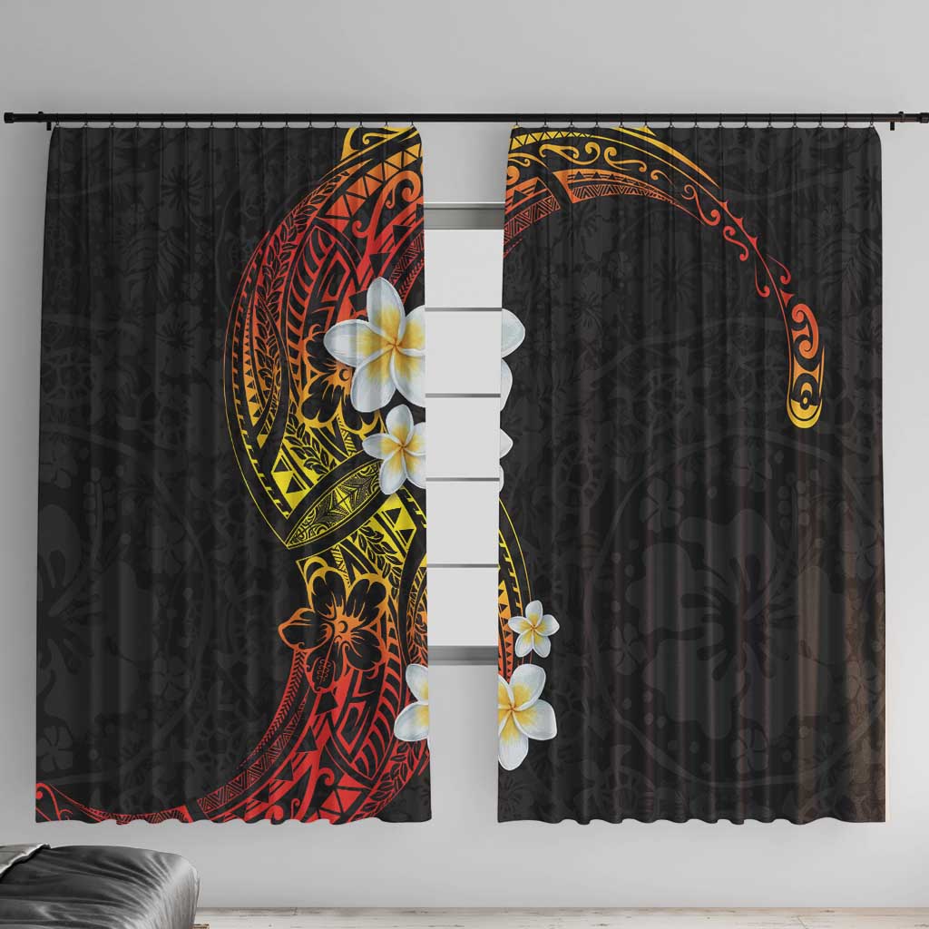 Plumeria Window Curtain Polynesian Tribal Frangipani Sunset LT03 With Hooks Black - Polynesian Pride