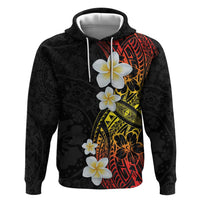 Plumeria Zip Hoodie Polynesian Tribal Frangipani Sunset LT03 Pullover Hoodie Black - Polynesian Pride