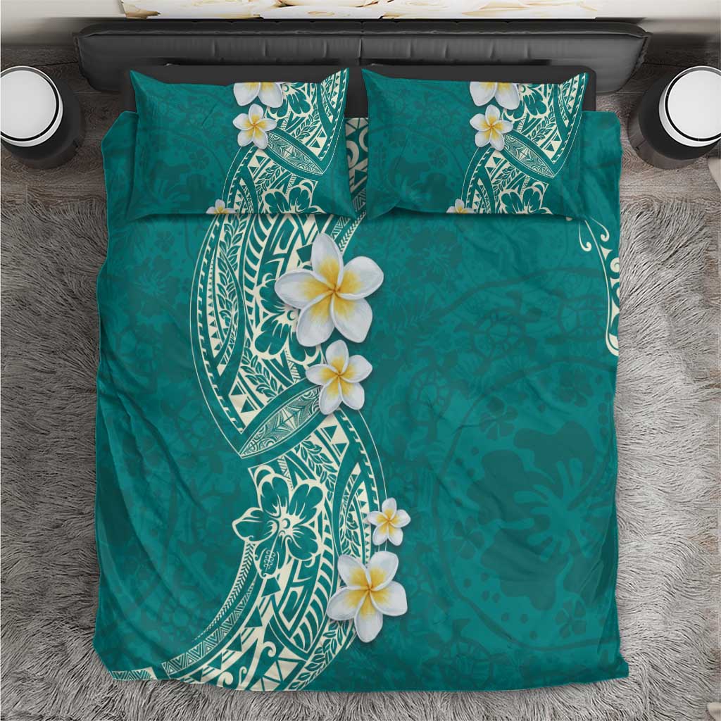 Plumeria Bedding Set Polynesian Tribal Frangipani Teal LT03 Teal - Polynesian Pride