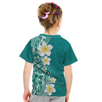 Plumeria Kid T Shirt Polynesian Tribal Frangipani Teal