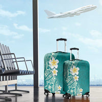 Plumeria Luggage Cover Polynesian Tribal Frangipani Teal LT03 - Polynesian Pride