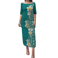 Plumeria Puletasi Polynesian Tribal Frangipani Teal