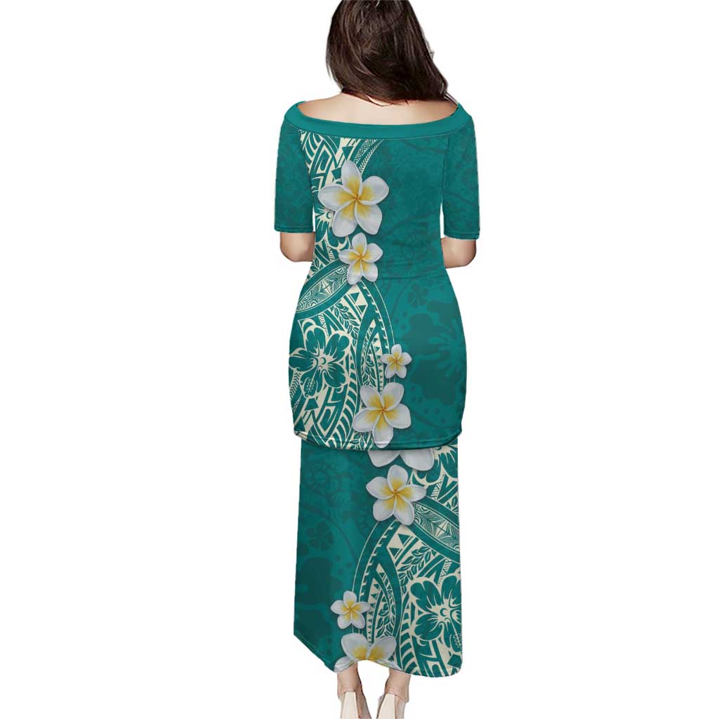 Plumeria Puletasi Polynesian Tribal Frangipani Teal