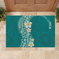 Plumeria Rubber Doormat Polynesian Tribal Frangipani Teal LT03 Teal - Polynesian Pride
