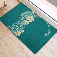 Plumeria Rubber Doormat Polynesian Tribal Frangipani Teal LT03 - Polynesian Pride
