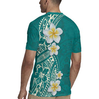 Plumeria Rugby Jersey Polynesian Tribal Frangipani Teal