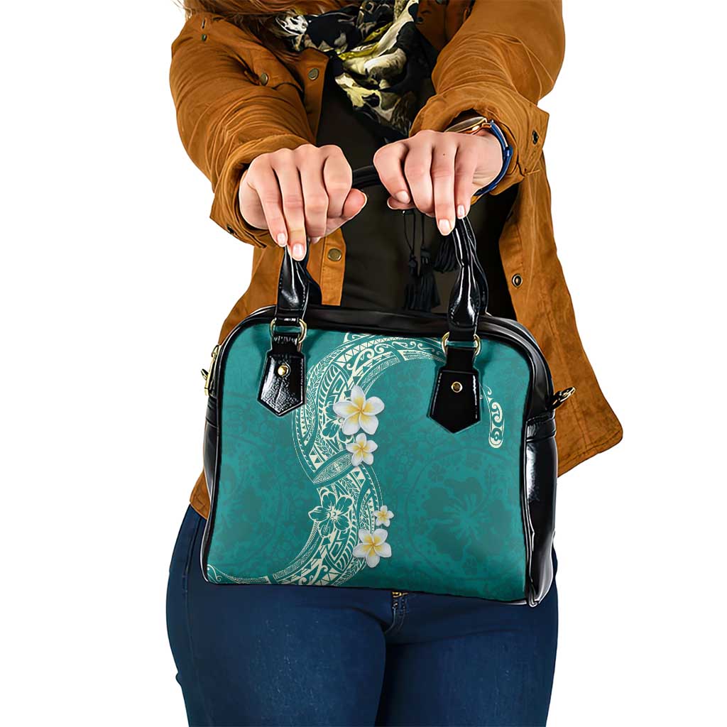 Plumeria Shoulder Handbag Polynesian Tribal Frangipani Teal LT03 One Size Teal - Polynesian Pride