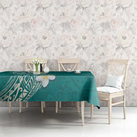 Plumeria Tablecloth Polynesian Tribal Frangipani Teal