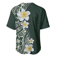 Plumeria Baseball Jersey Polynesian Tribal Frangipani Green LT03 - Polynesian Pride