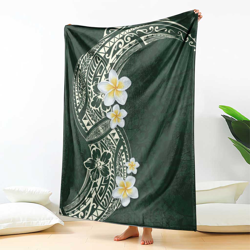 Plumeria Blanket Polynesian Tribal Frangipani Green LT03 - Polynesian Pride